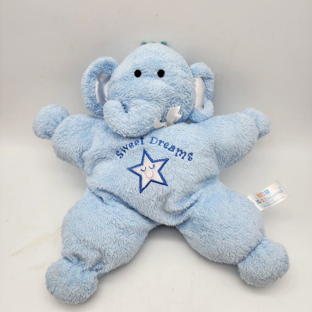 Kids Preferred Blue Star Shape Elephant Plush Lovey 11" Sweet Dreams Vtg 2003